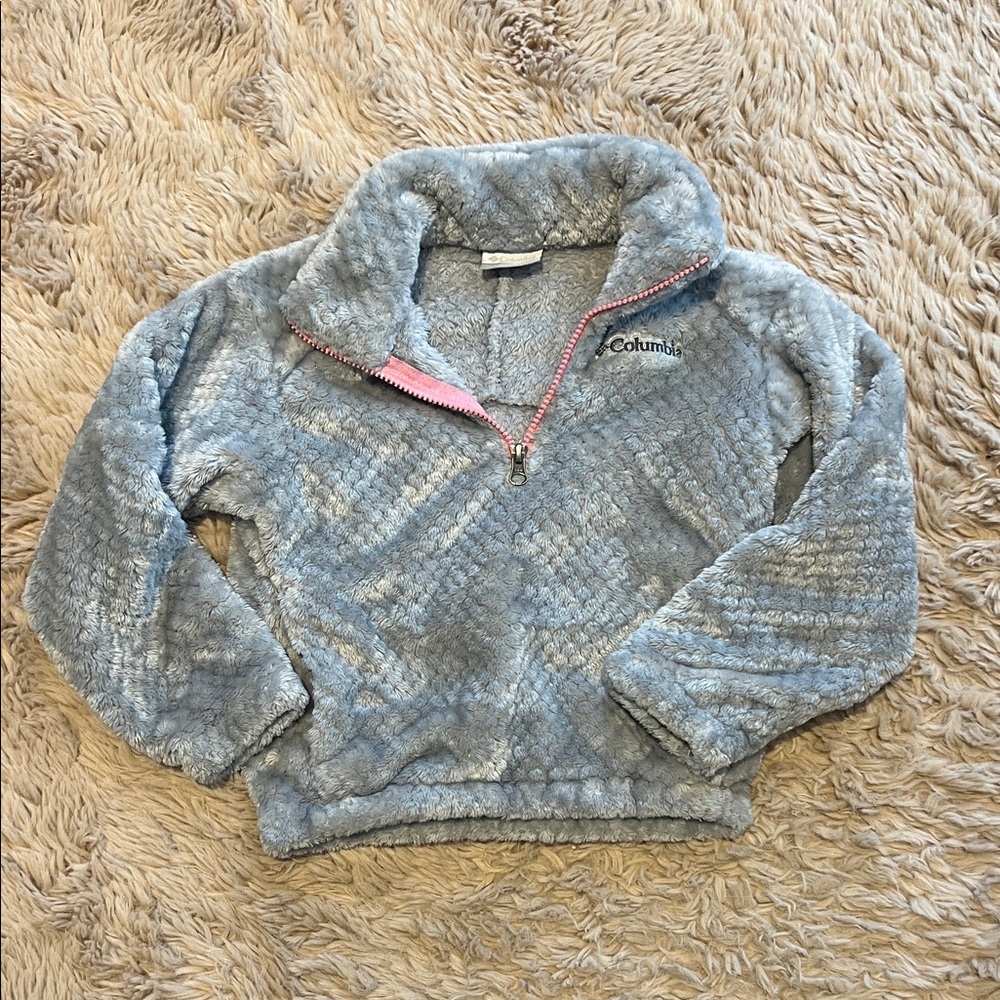 Columbia Girls Grey and Pink Teddy Bear 🧸 1/4 zip